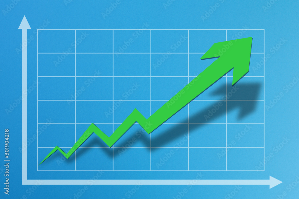 Business growth chart on blue background Business growth chart on blue background