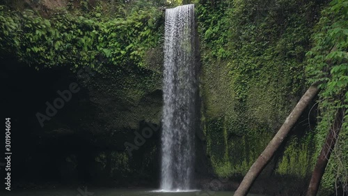 Wild forest waterfall in Bali