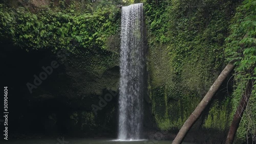 Wild forest waterfall in Bali photo