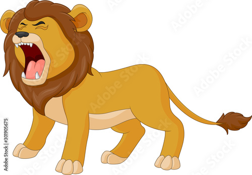 Fototapeta Naklejka Na Ścianę i Meble -  Cartoon the lion is roaring