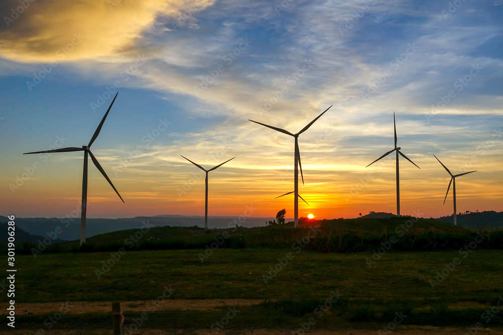 Wind turbine farm from clean energy. Wind power for electricity. Wind turbine farm from clean energy. Wind power for electricity.