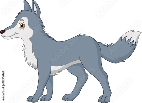 Cartoon Cute The wolf walking
