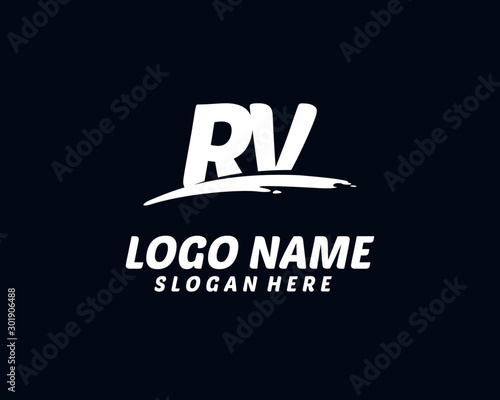 RV Initial with splash logo vector