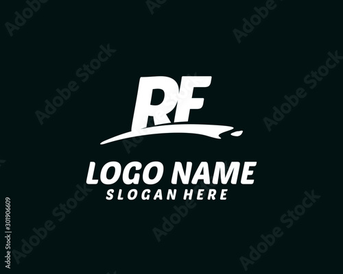 RF Initial with splash logo vector