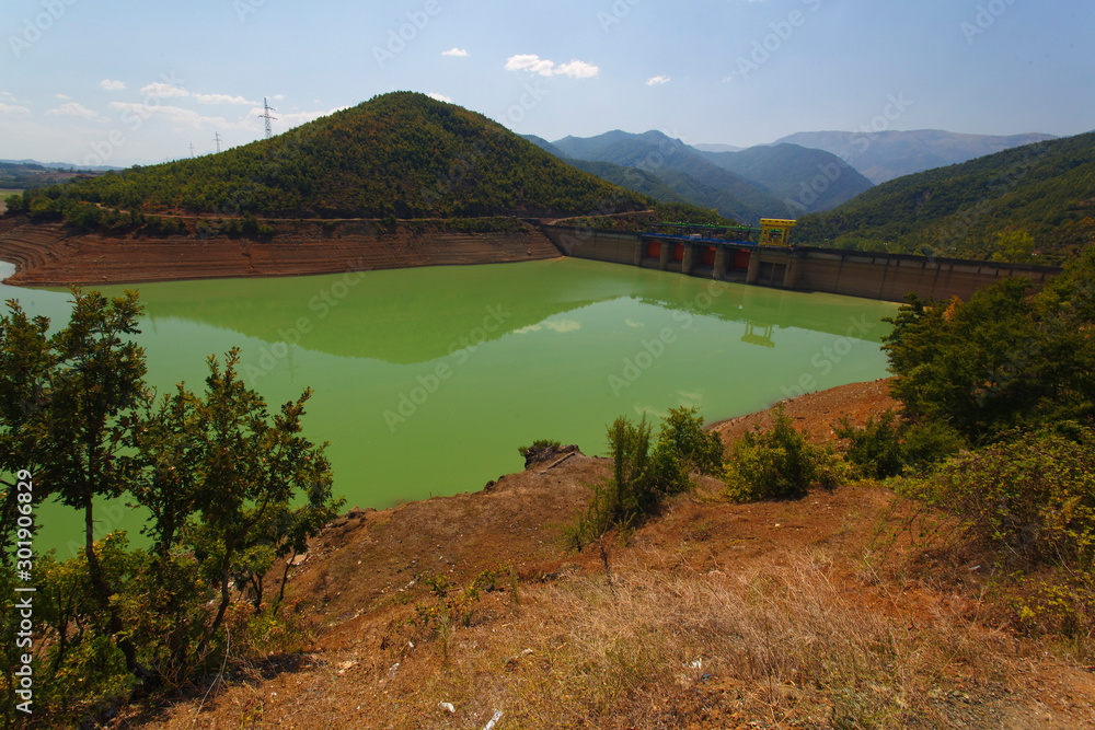 Shkopet reservoir on the Mati River, Albania