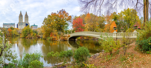 New York City Central Park fall autumn foliage Bow Bridge photo