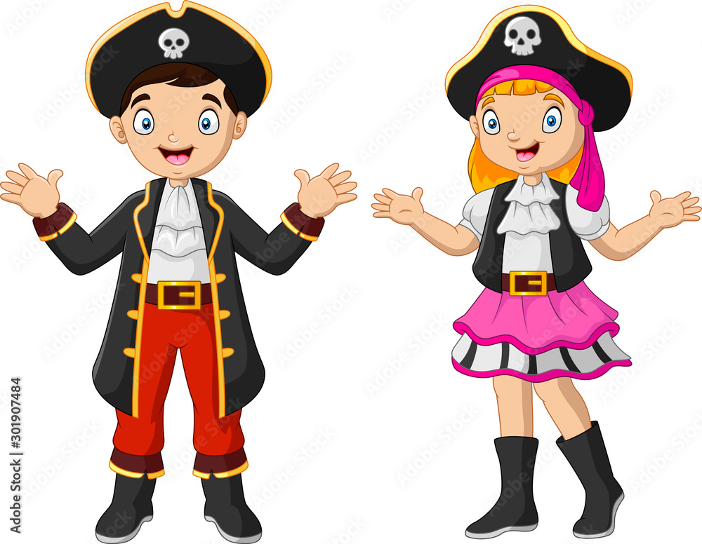 Cartoon funny pirate waving hand Cartoon funny pirate waving hand