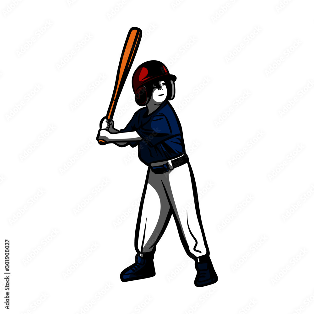 baseball kids player ready hit the ball color illustration baseball kids player ready hit the ball color illustration
