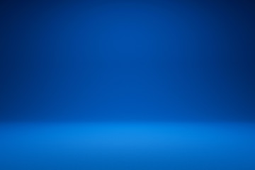 Empty blue background and spotlight with studio for showing or design. Blank backdrop made from cement material. Realistic 3D render.