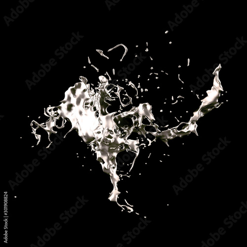 Splash fluid. 3d illustration, 3d rendering.