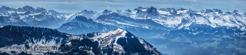 Panoramic view alps from Rigi Kulm (Summit of Mount Rigi, Queen of the Mountains) Switzerland photo