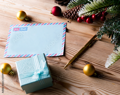 Blank message paper in christmas festive concept