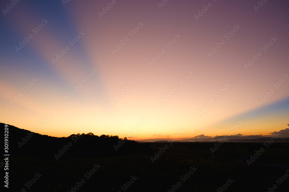 silhouette sunset or sunrise colorful,orange color