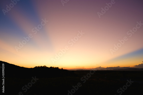 silhouette sunset or sunrise colorful orange color