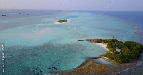 Uninhabited Islands In Caribbean Sea. aerial panorama of beautiful ocean photo