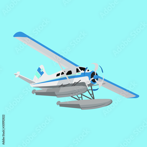 White and Blue Flying Hydroplane