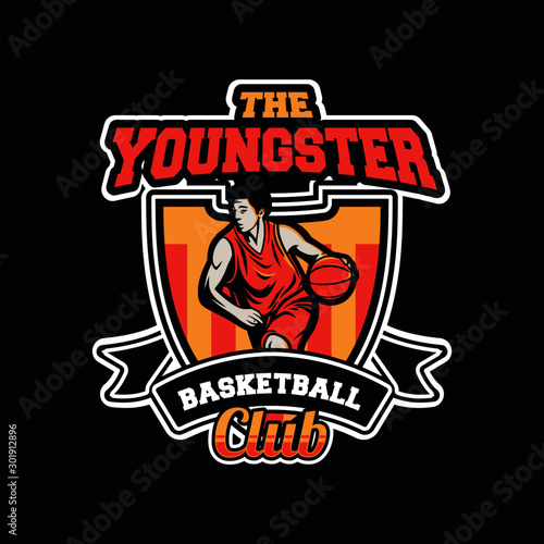 the youngster basketball club in professional modern design of emblem or badge suitable for your team logos
