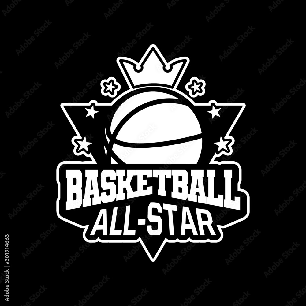 basketball all star shield emblem or badge for logo event and suitable