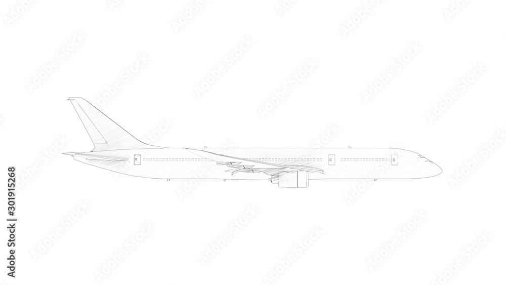 3d rendering of a jumbo jet commericial airplane isolated in white 3d rendering of a jumbo jet commericial airplane isolated in white
