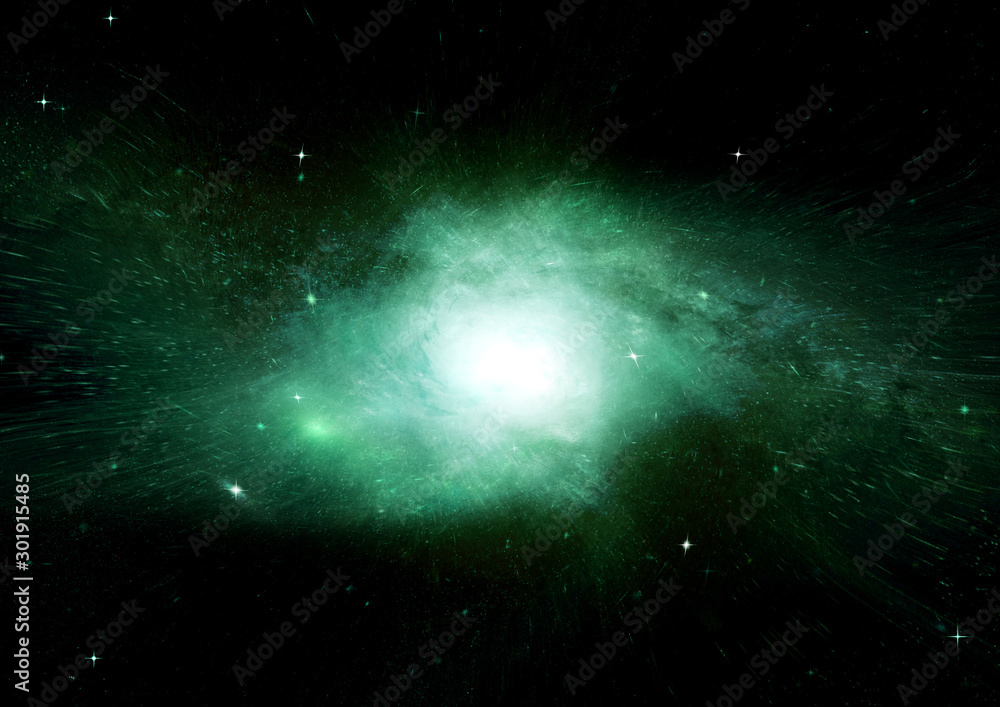 Fototapeta premium Stars, dust and gas nebula in a far galaxy