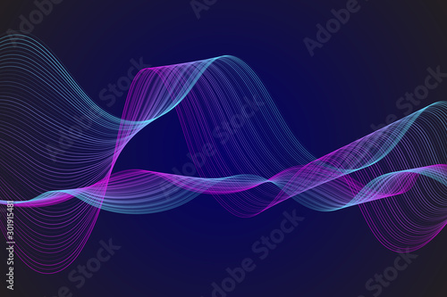 Curve wavy lines science and technology background.