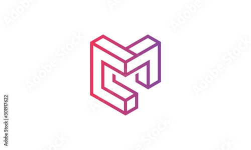 logo line 3d letter m colorful
