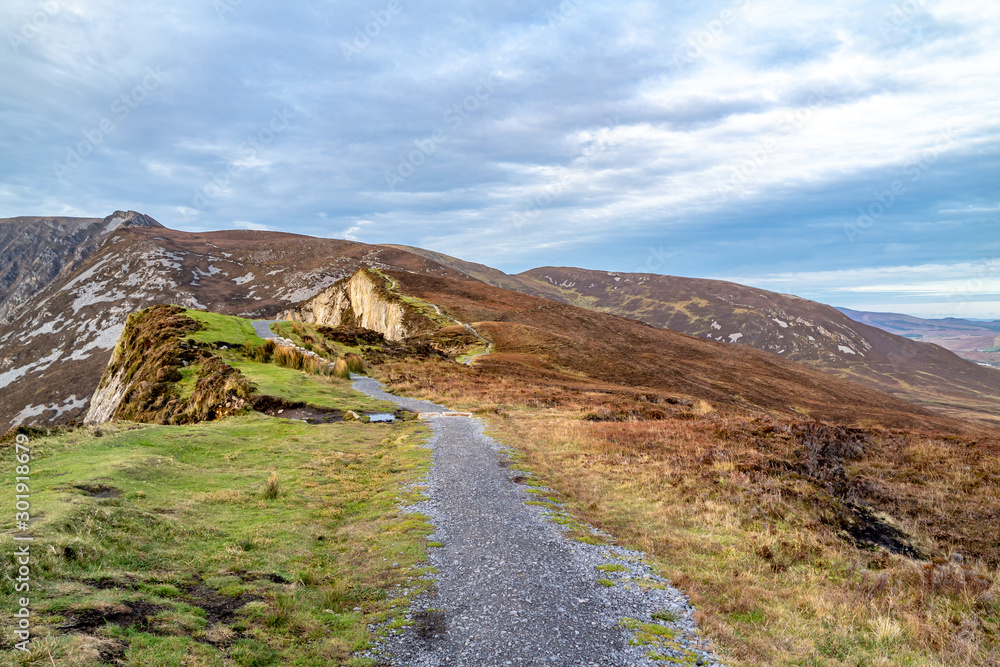 Path on top of the Slieve League Cliffs which are among the highest sea cliffs in Europe rising 1972 feet above the Atlantic Ocean - County Donegal, Ireland