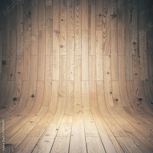 Fototapeta Naklejka Na Ścianę i Meble -  Empty curved wooden backgrounds