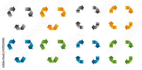 3 steps / 4 steps template illustration set / blank, design space ( recycle,ecology etc.)