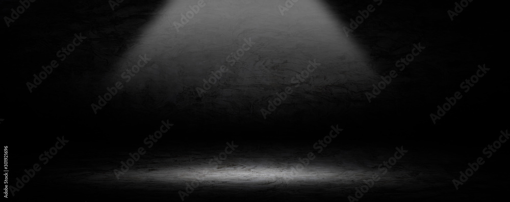 Concrete Studio room with gradient background and light fair. Abstract ...