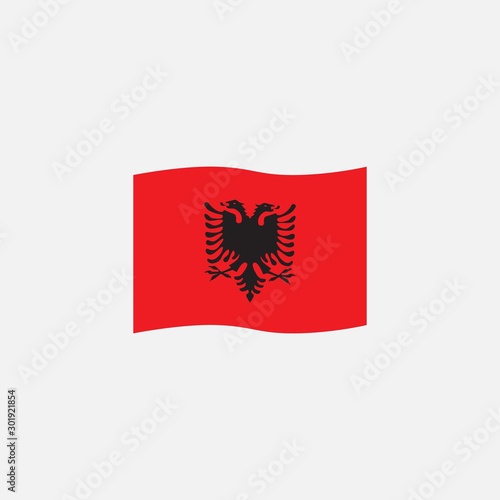 Albania flag colors flat icon, vector sign, Albanian waving flag colorful pictogram isolated on white. Symbol, logo illustration. Flat style design