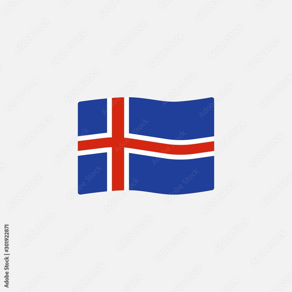 Obraz premium Iceland flag colors flat icon, vector sign, Waving flag of Iceland colorful pictogram isolated on white. Symbol, logo illustration. Flat style design