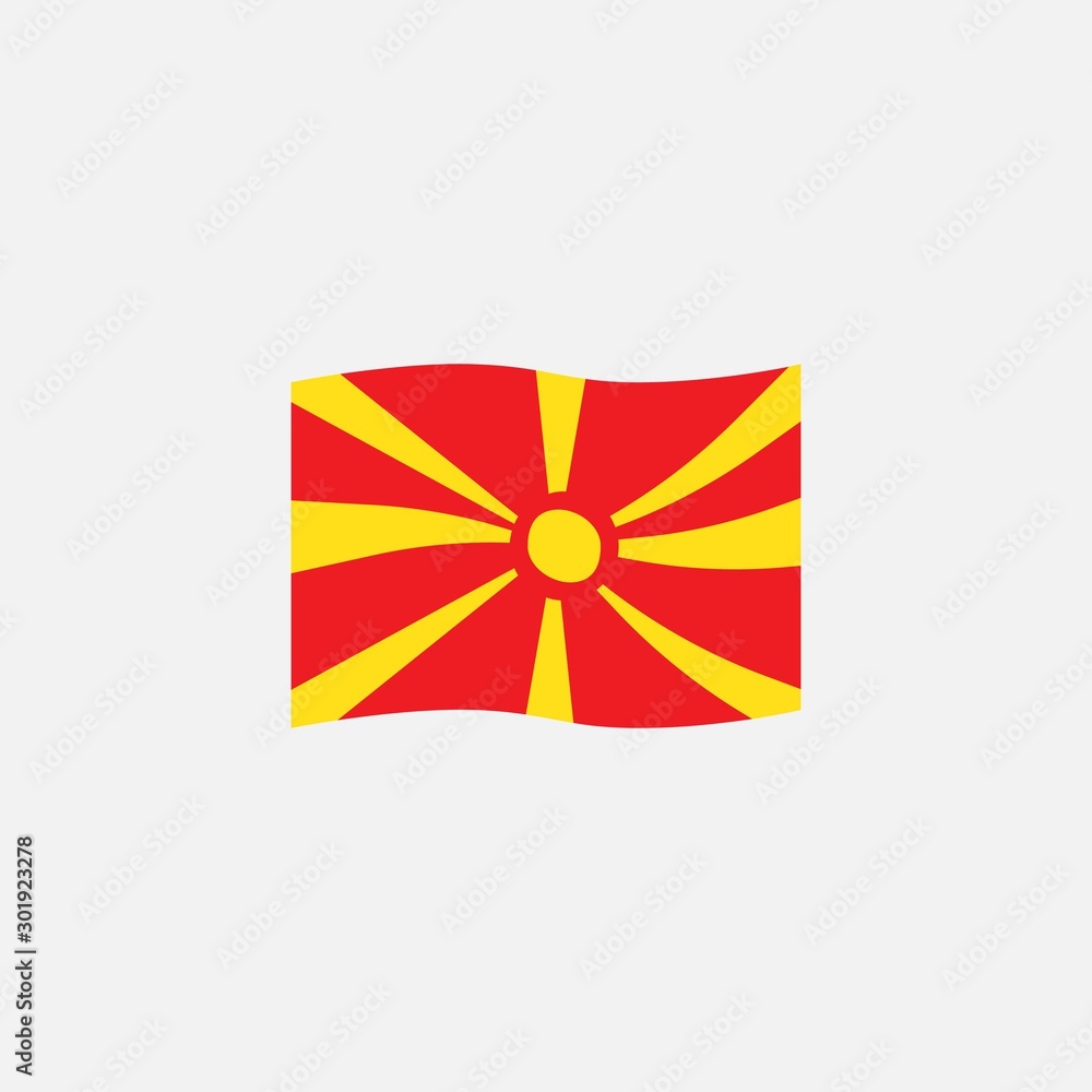 Fototapeta premium Macedonia flag colors flat icon, vector sign, waving flag of Macedonia colorful pictogram isolated on white. Symbol, logo illustration. Flat style design