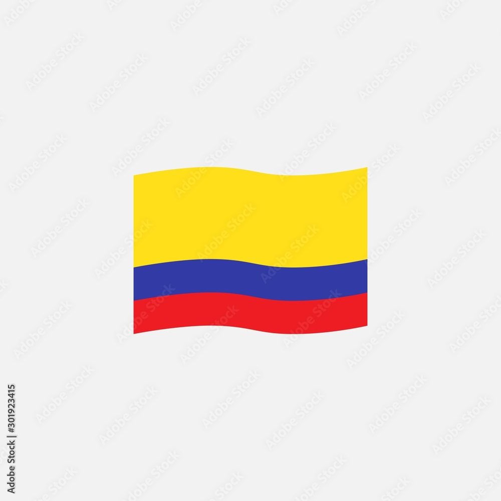 Naklejka premium Colombia flag colors flat icon, vector sign, waving flag of Colombia colorful pictogram isolated on white. Symbol, logo illustration. Flat style design