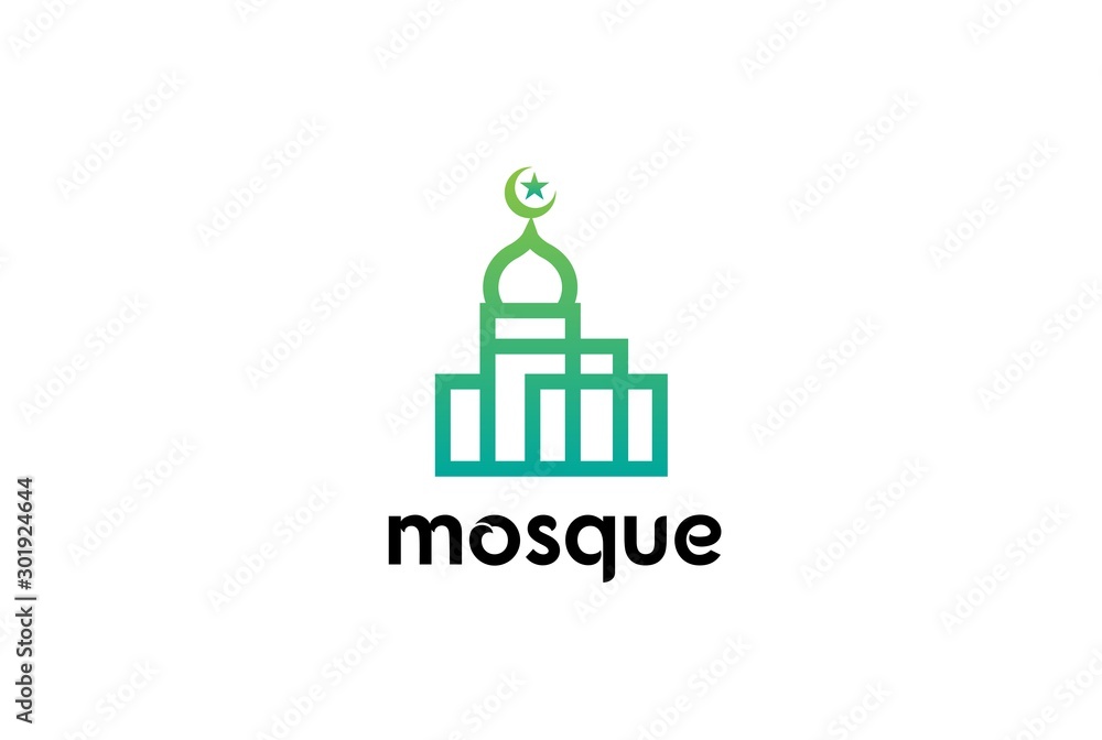 Modern simplistic mosque illustration logo design vector graphic Modern simplistic mosque illustration logo design vector graphic