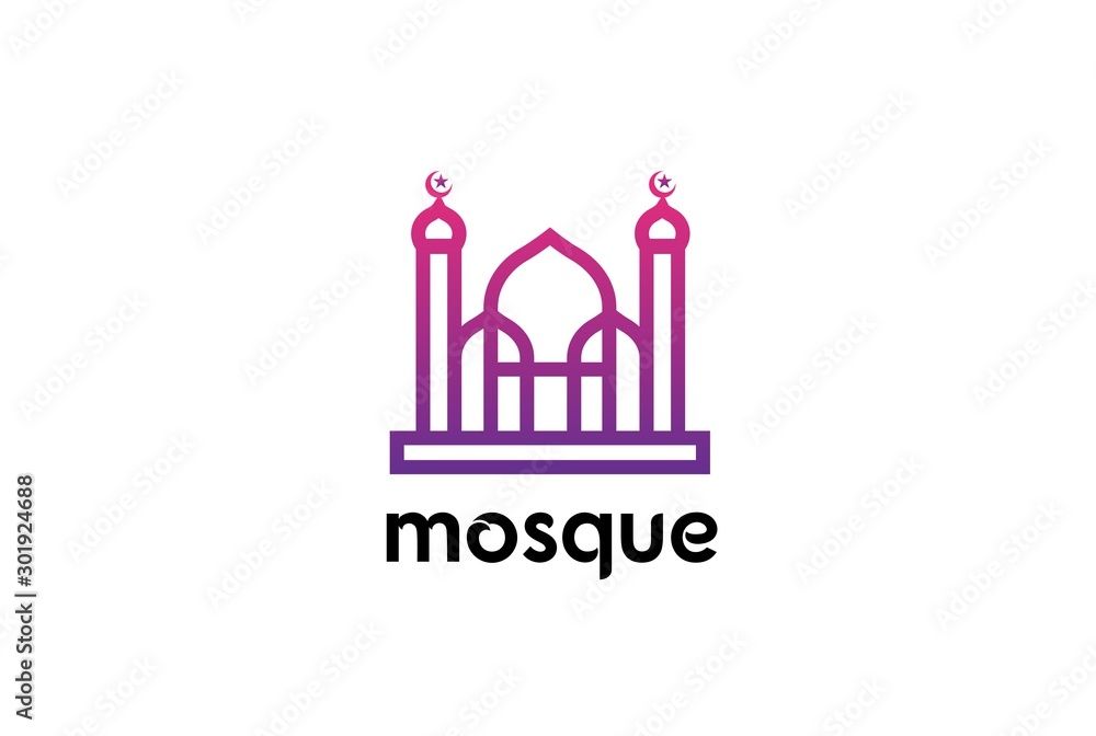 Obraz premium Modern simplistic mosque illustration logo design vector graphic