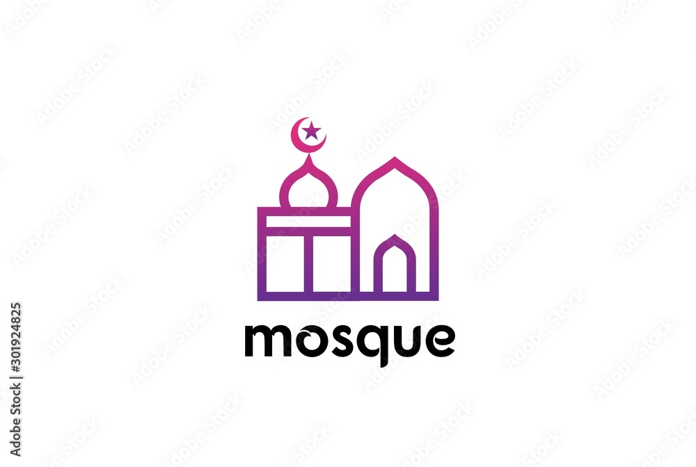 Obraz premium Modern simplistic mosque illustration logo design vector graphic