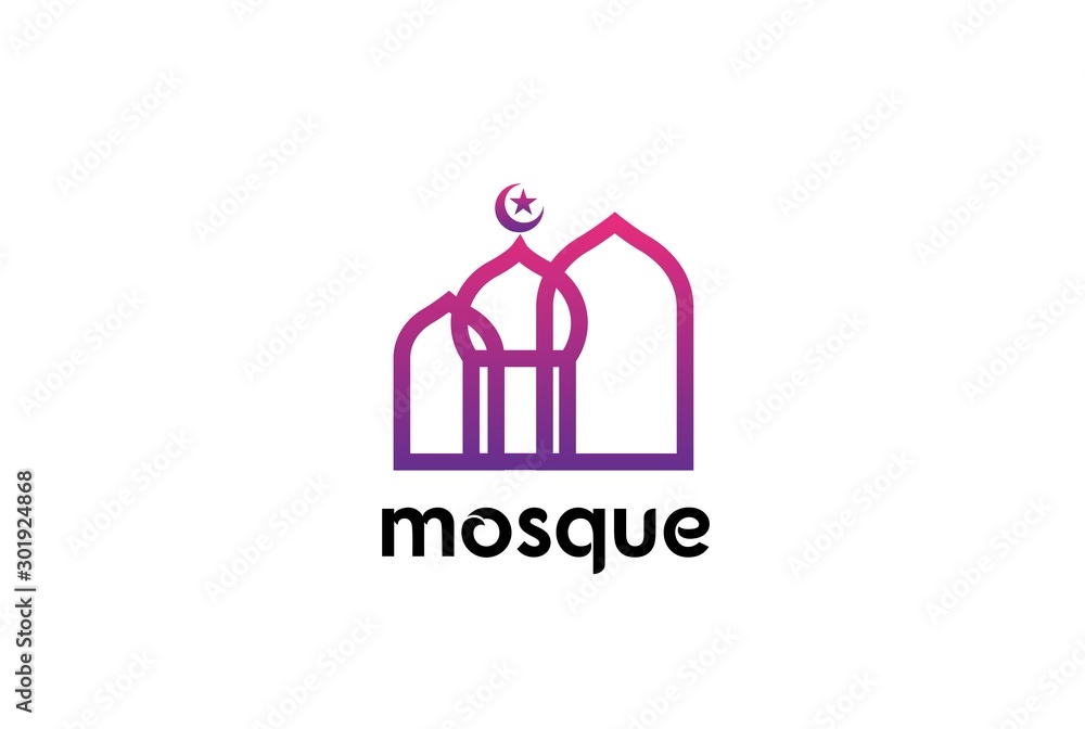 Obraz premium Modern simplistic mosque illustration logo design vector graphic