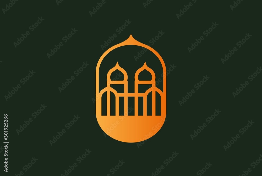 Modern simplistic mosque illustration logo design vector graphic