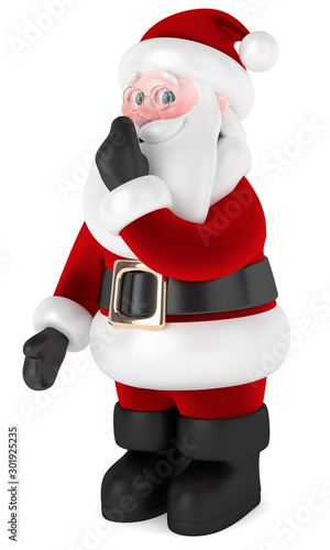 3d render of Santa Claus showing to be quiet gesture photo