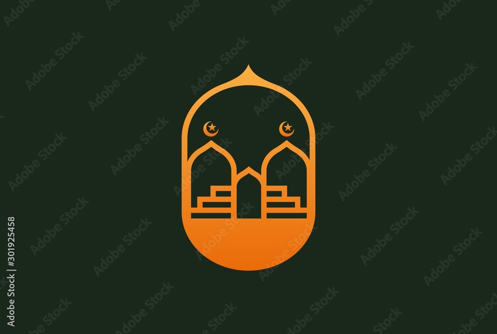 Obraz premium Modern simplistic mosque illustration logo design vector graphic