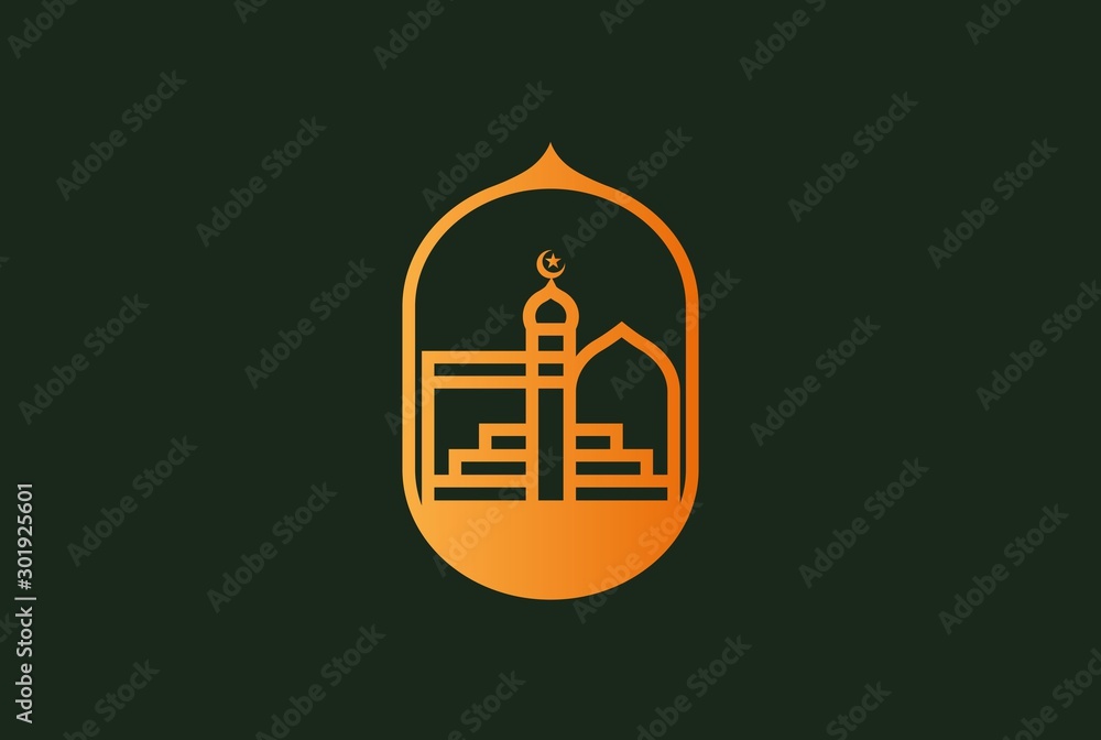 Modern simplistic mosque illustration logo design vector graphic Modern simplistic mosque illustration logo design vector graphic