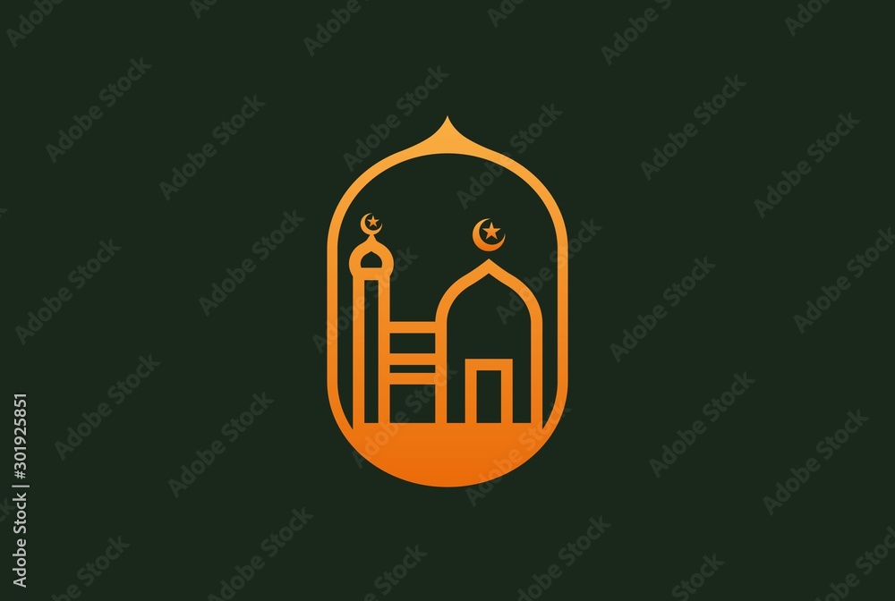 Modern simplistic mosque illustration logo design vector graphic Modern simplistic mosque illustration logo design vector graphic