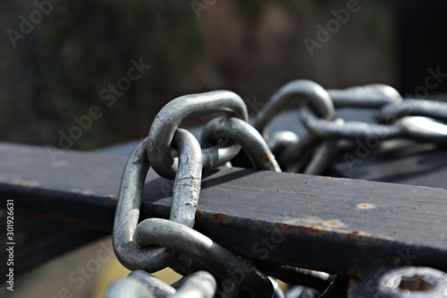 Steel chains holding the watergate on a water channel