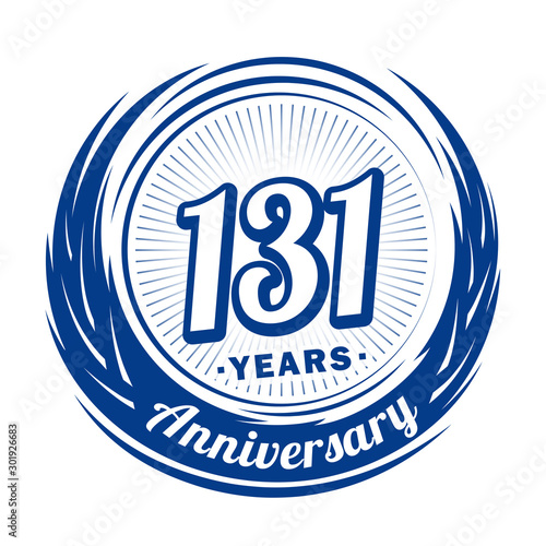 One hundred and thirty-one years anniversary celebration logotype. 131st anniversary logo. Vector and illustration.