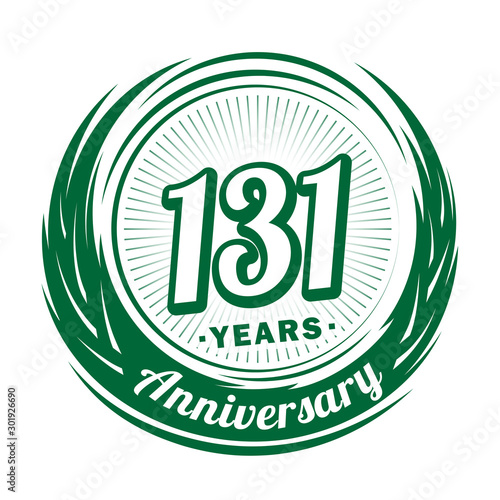 One hundred and thirty-one years anniversary celebration logotype. 131st anniversary logo. Vector and illustration.