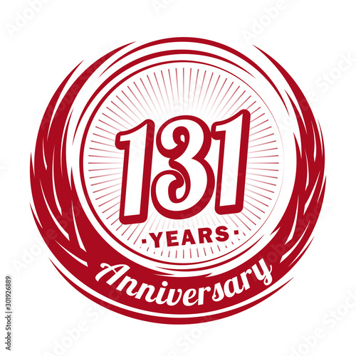 One hundred and thirty-one years anniversary celebration logotype. 131st anniversary logo. Vector and illustration.