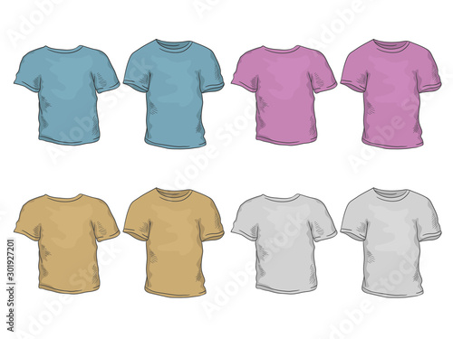 T-shirt graphic color isolated sketch set illustration vector