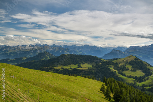 Beautiful view on Swiss Alps from top of Rigi Kulm peak in canton of Schwyz © Michal