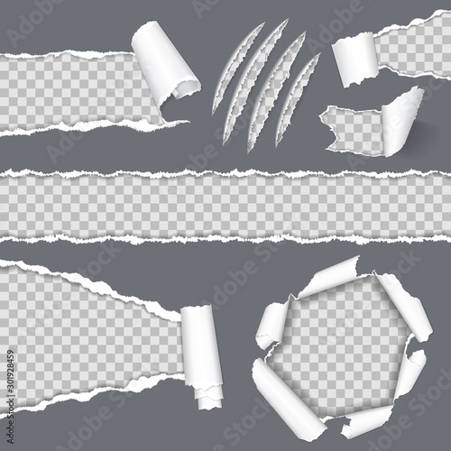 Realistic Seamless Torn Paper and Scratch Claws